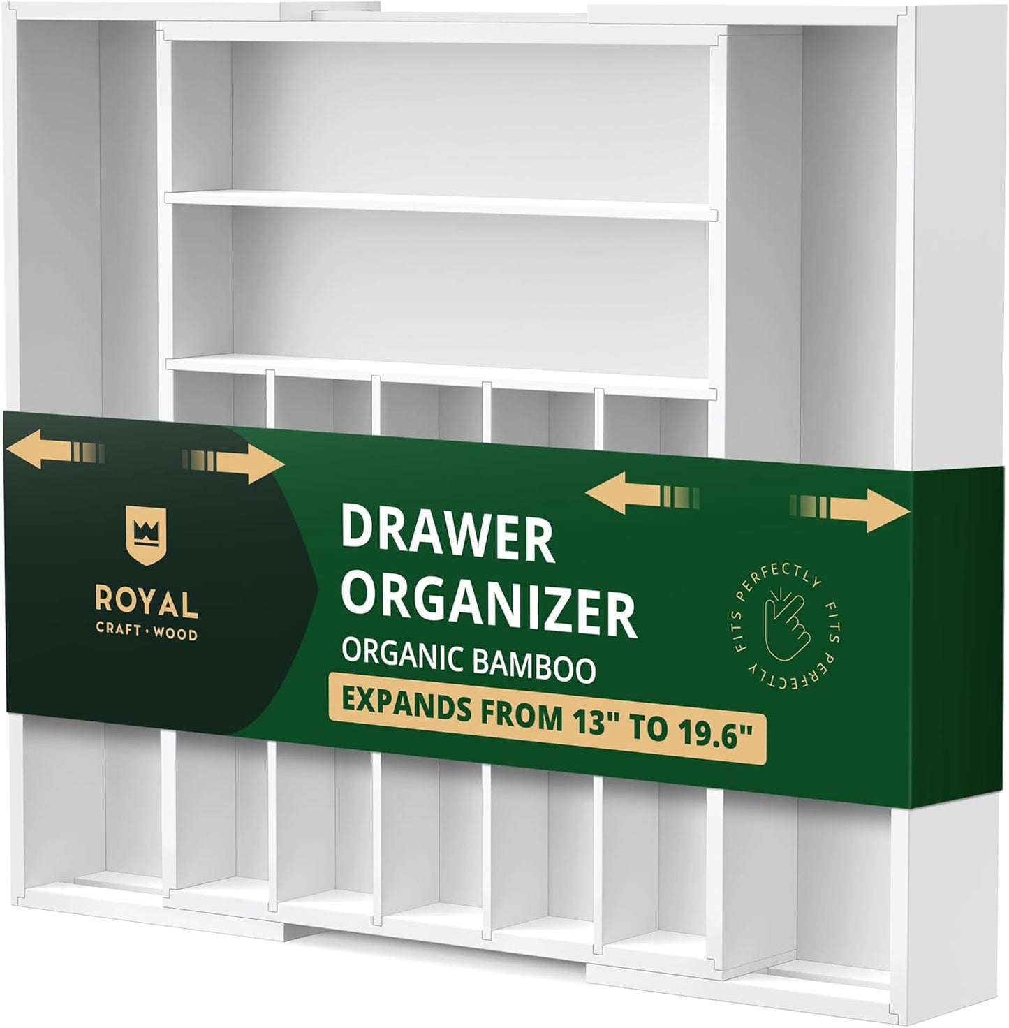 Luxury Bamboo Kitchen Drawer Organizer for Utensils and Cutlery
