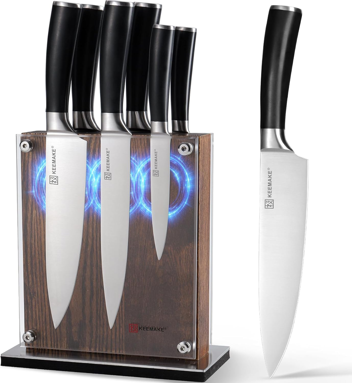 KEEMAKE Knife Block Set - 7Pcs Ultra Sharp Kitchen Knives