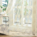 Kotile Beige Sheer Curtains 108 in Pair - Vintage Floral Lace