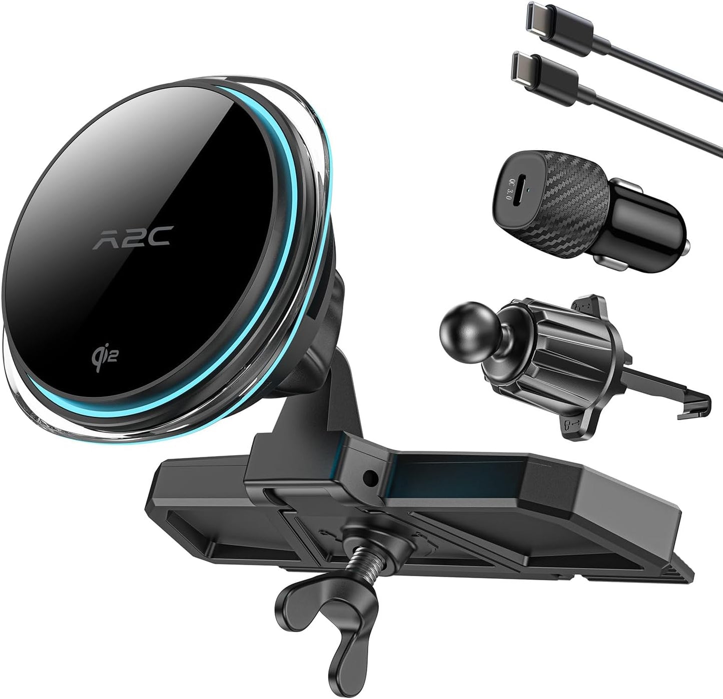 A2C Qi2 15W Wireless Car Charger for MagSafe Devices