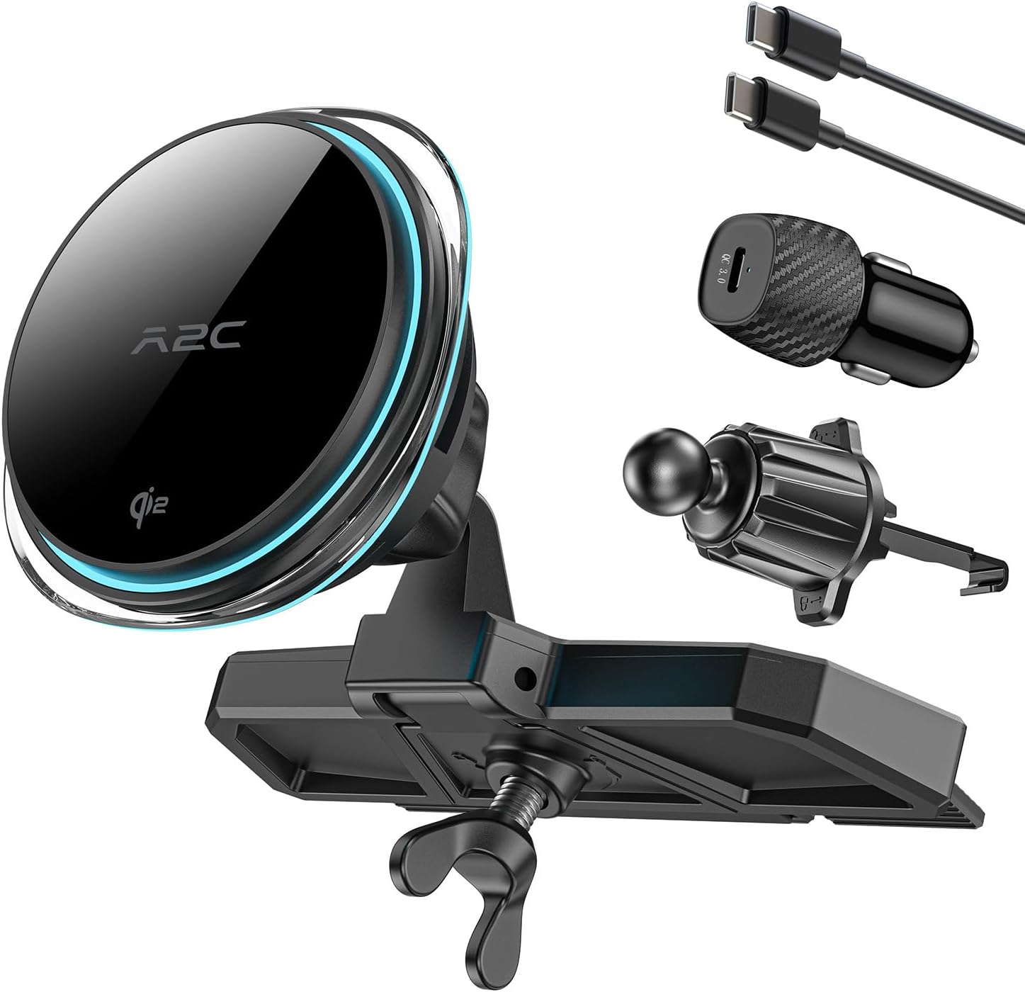A2C Qi2 15W Wireless Car Charger for MagSafe Devices