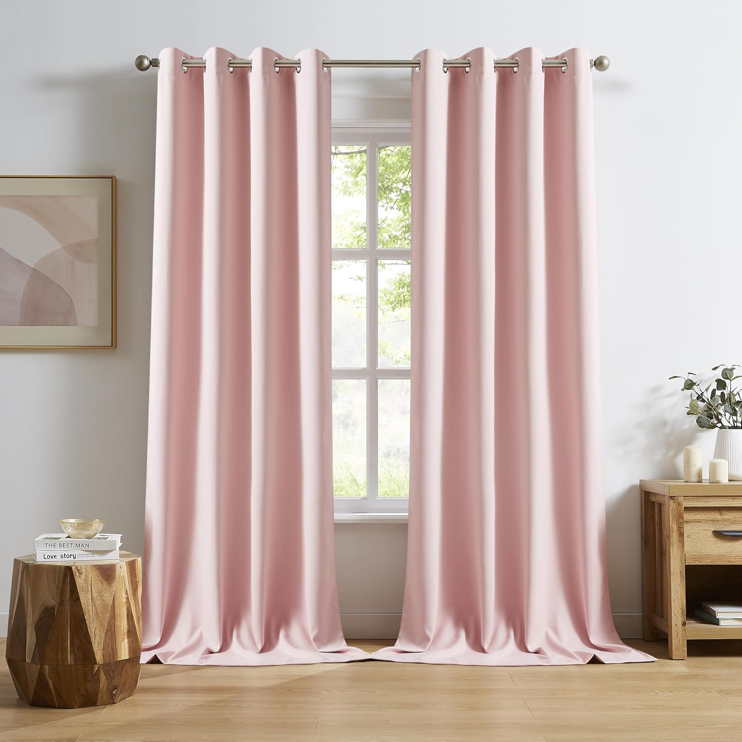 DUALIFE Baby Pink Curtains Panels for Girls Room Nursery