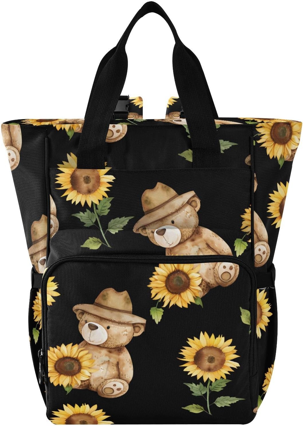 SPRIPORT Sunflower Black Diaper Backpack - Stylish & Functional