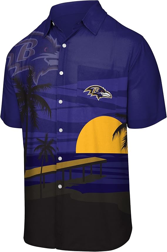 Foco Men's NFL Floral Tropical Button-Up Shirt for Game Day Style