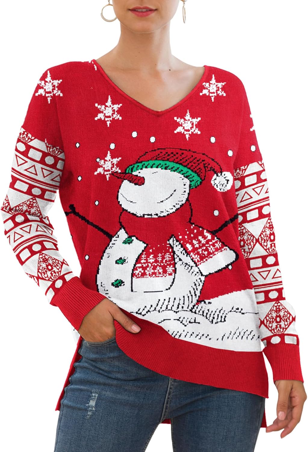 Jouica Women's Casual Lightweight V Neck Batwing Sleeve Sweater