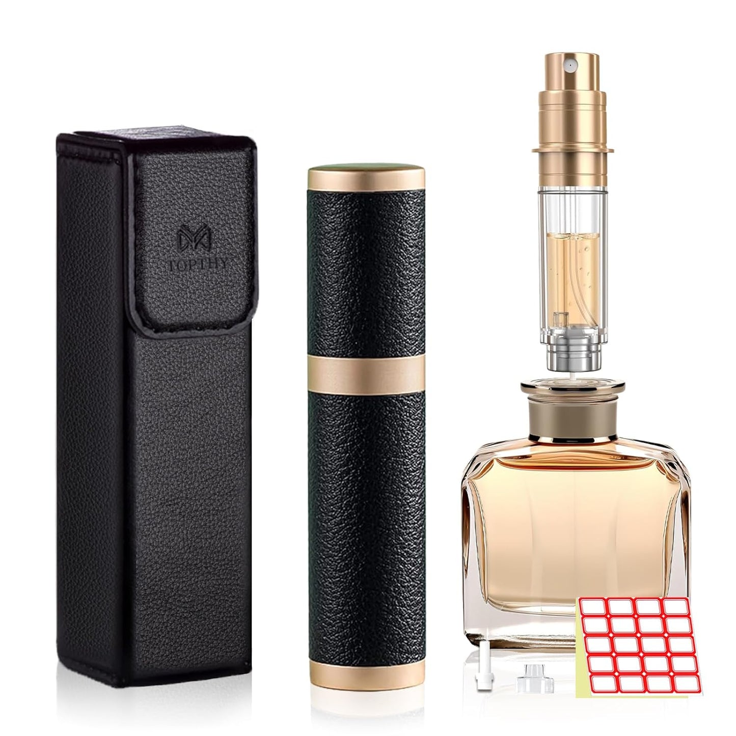TOPTHY 5ml Refillable Cologne Sprayer in Leather Case