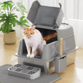 Rywell Stainless Steel Litter Box with 180 Flip-Cover Design