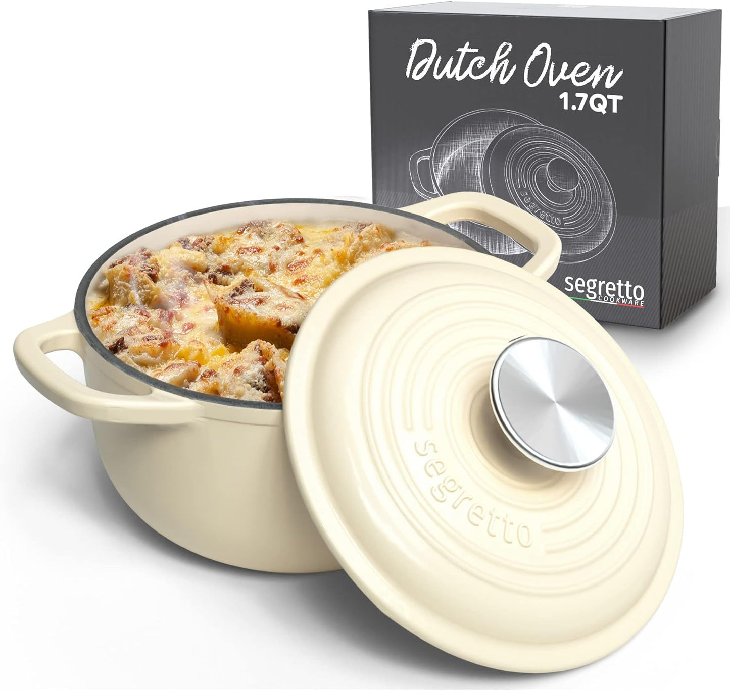 Segretto Cookware 1.7-Quart Enameled Cast Iron Dutch Oven