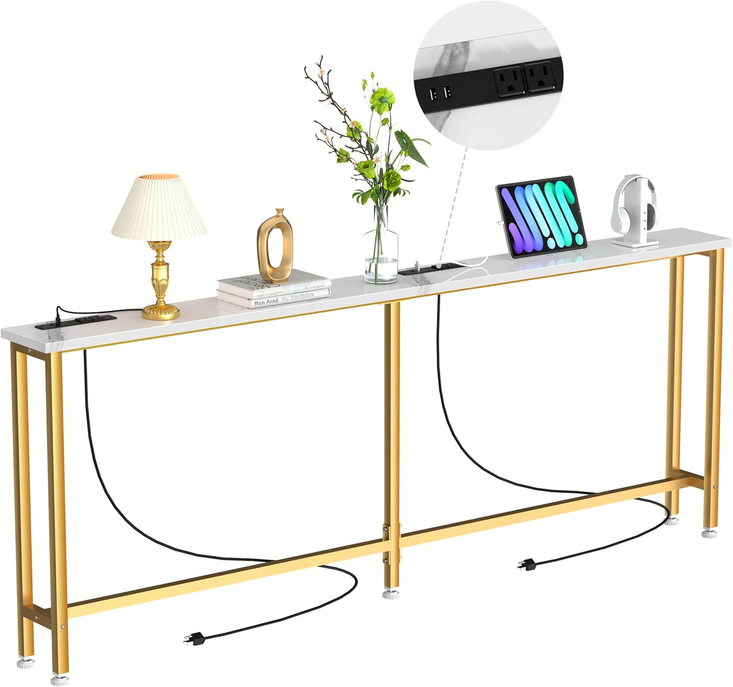 78Inch Console Table with Outlet for Living Room and Hallway