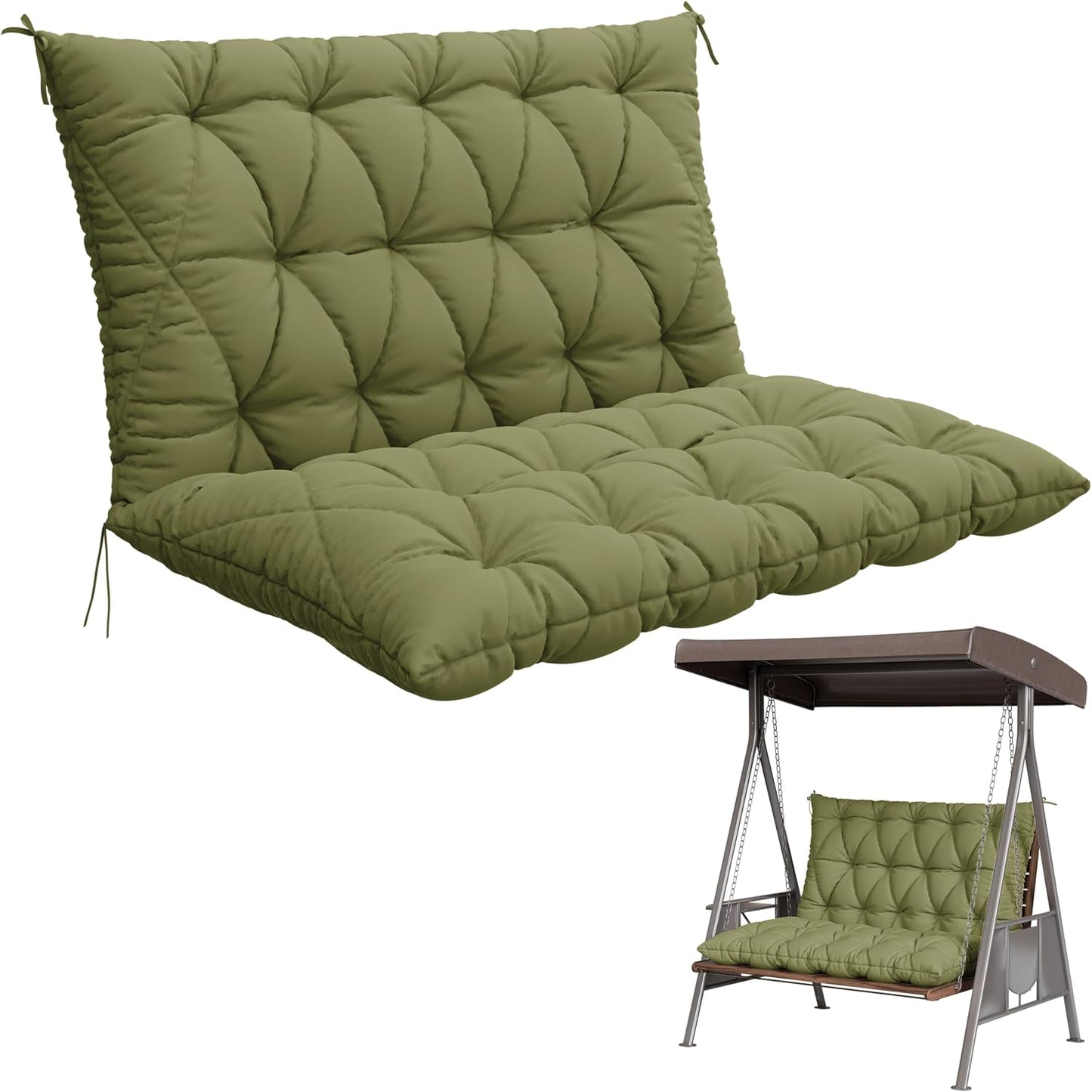 Porch Swing Cushion with Backrest for Outdoor Furniture Comfort