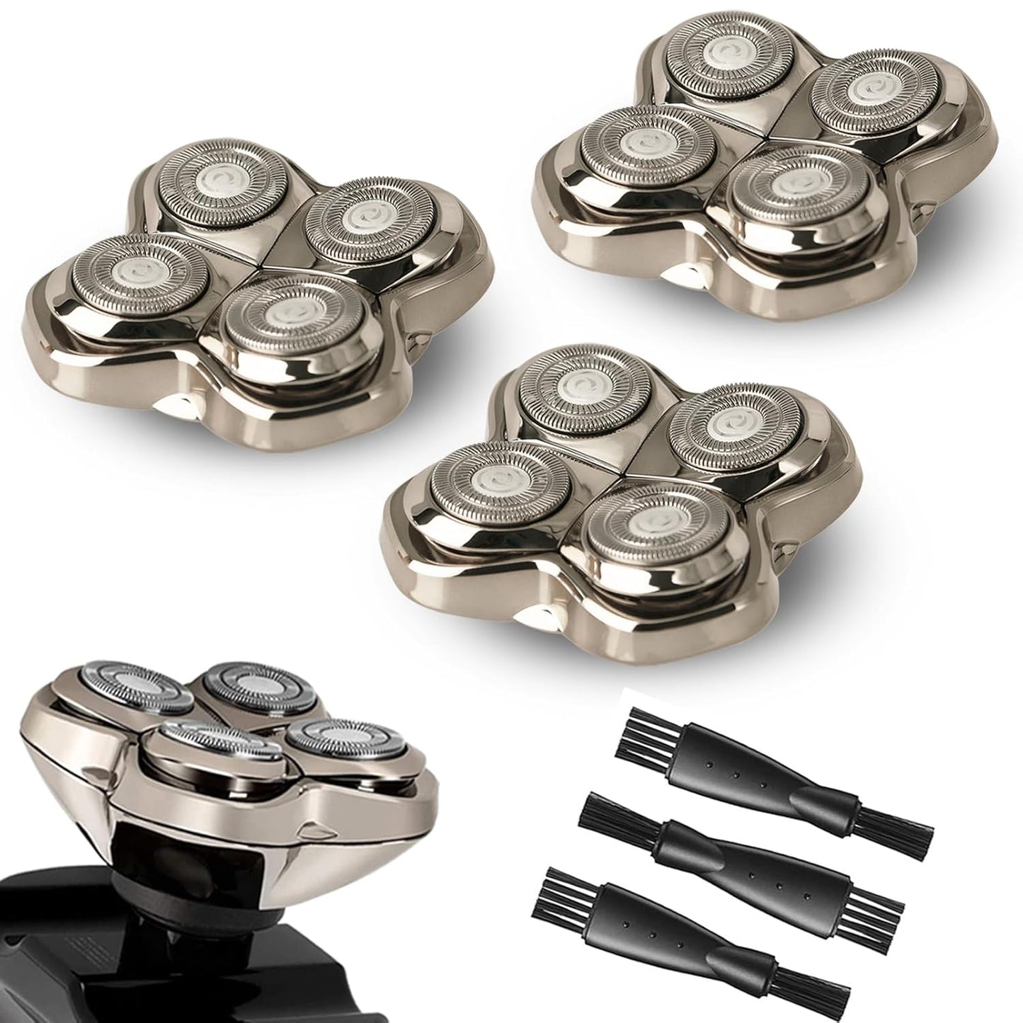 3Pack Pro 4 Shaver Replacement Heads for Skul Pitbulls Shavers