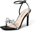 Women's Double Bowknots Crystal Clear Slingback Heels - Elegant 3.94in