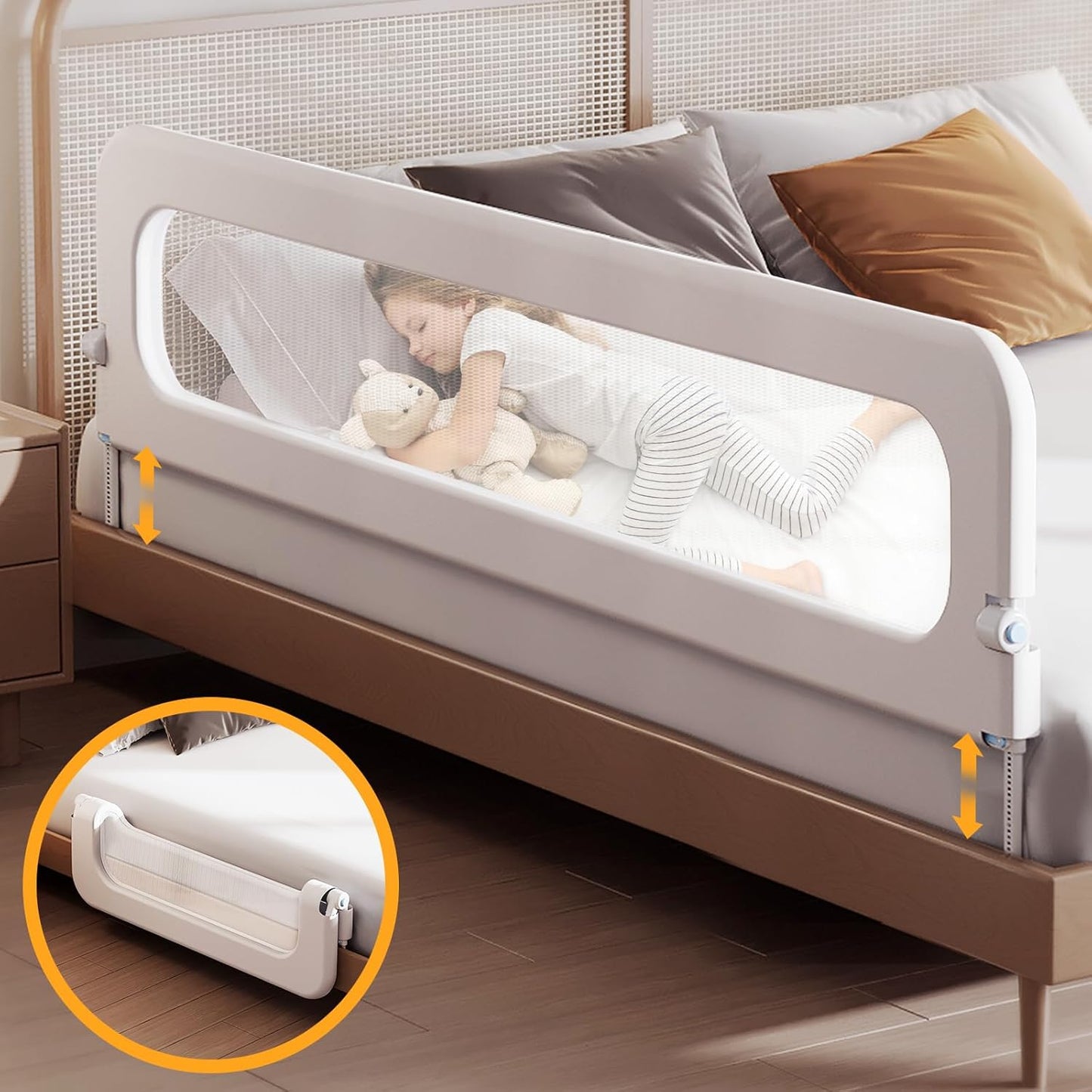 Baby Bed Guard Rail for Toddler - Adjustable Heights & Safety