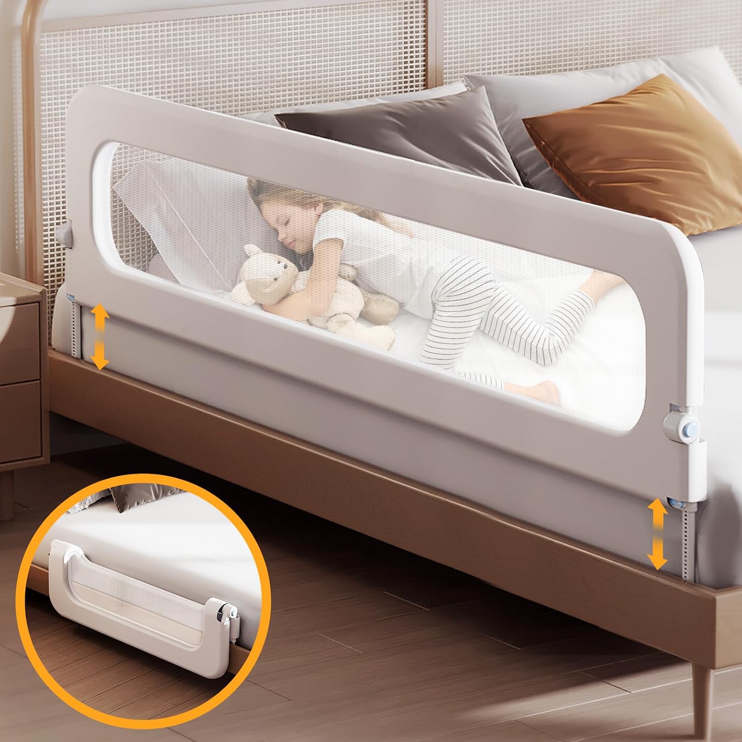 Baby Bed Guard Rail for Toddler - Adjustable Heights & Safety