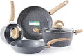 Vkoocy Gray Pots and Pans Set Non Stick Ceramic Cookware - Healthy