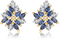 Genuine or Created Gemstone Starburst Stud Earrings in Silver