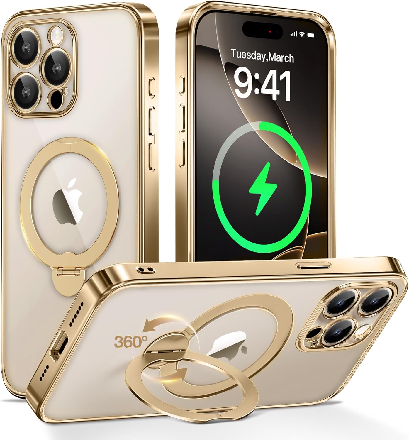 GolbinBox iPhone 15 Pro Max Case with 360 Spin Magnetic Stand