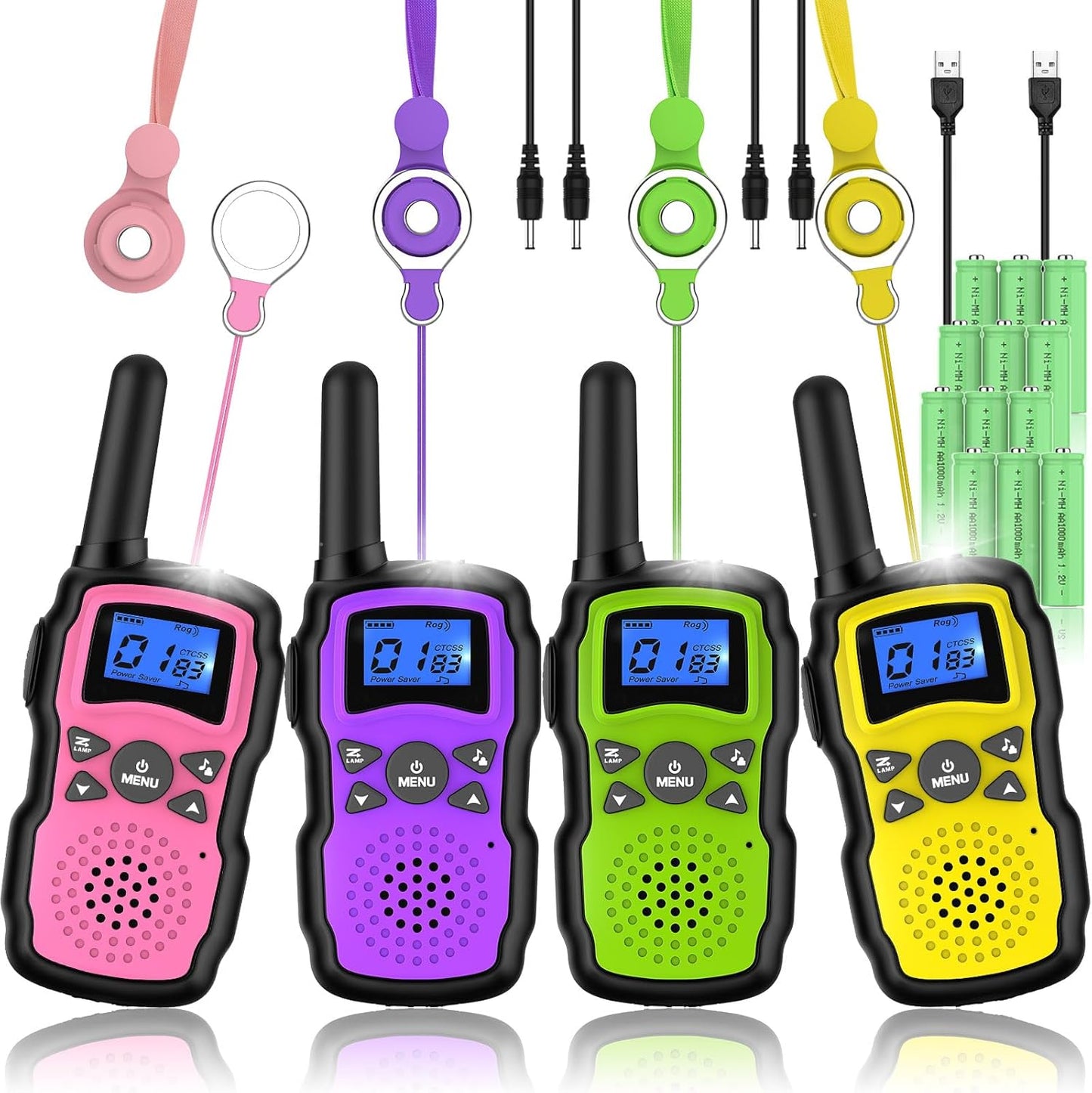 Wishouse Walkie Talkies for Kids Rechargeable 4 Pack Fun