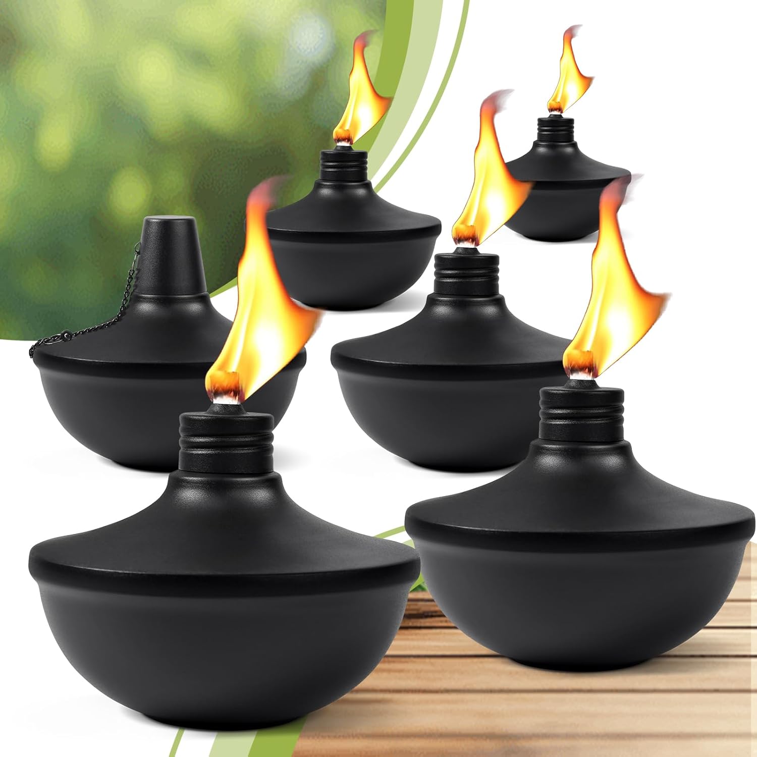 6-Pack Upgraded Tabletop Torches for Garden and Patio Use