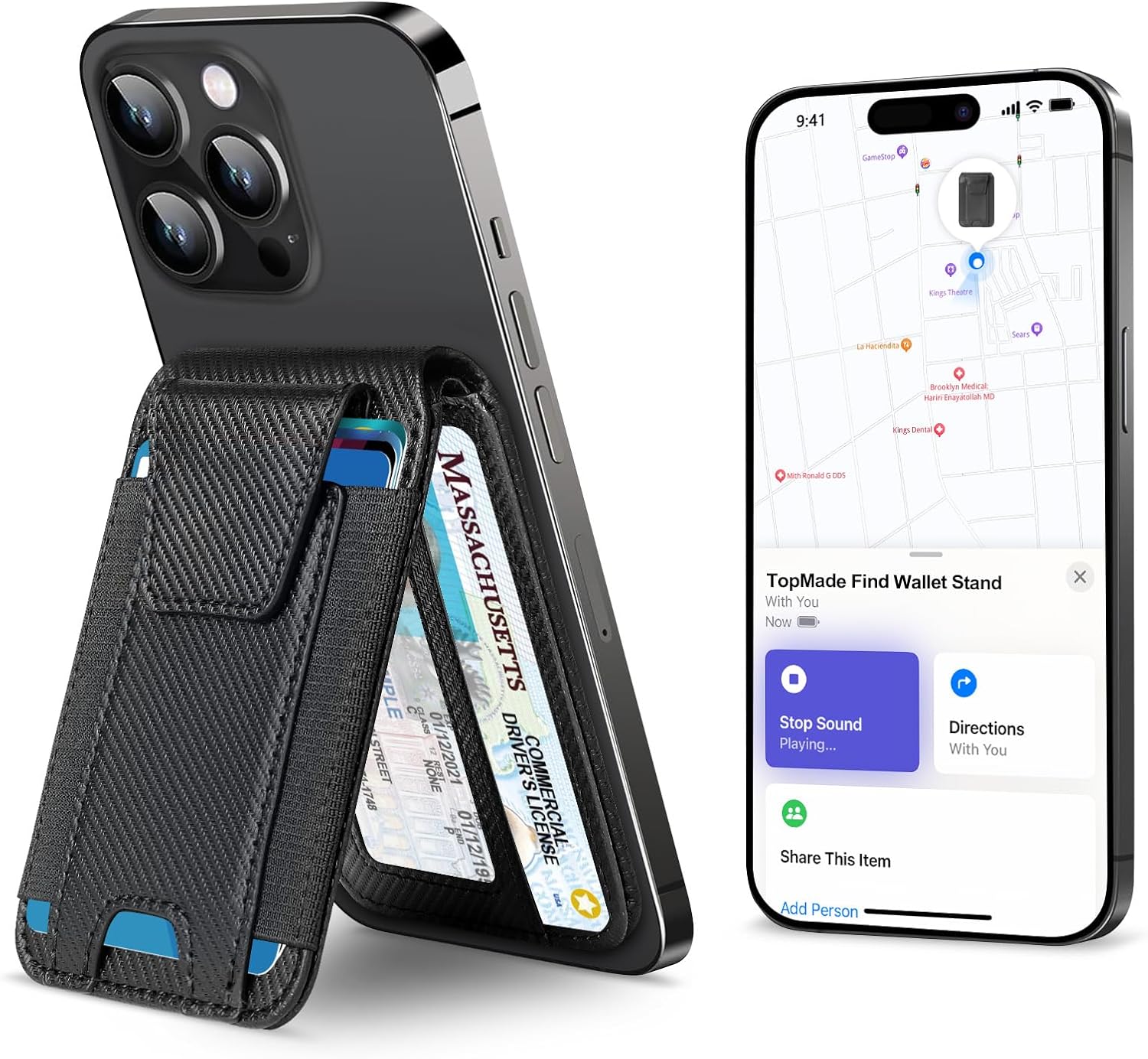 TopMade Magsafe Wallet with Find My Support for iPhone Series