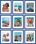 11x14 Picture Frames Set of 9 - Blue Wood Frames for 8x10 or 11x14