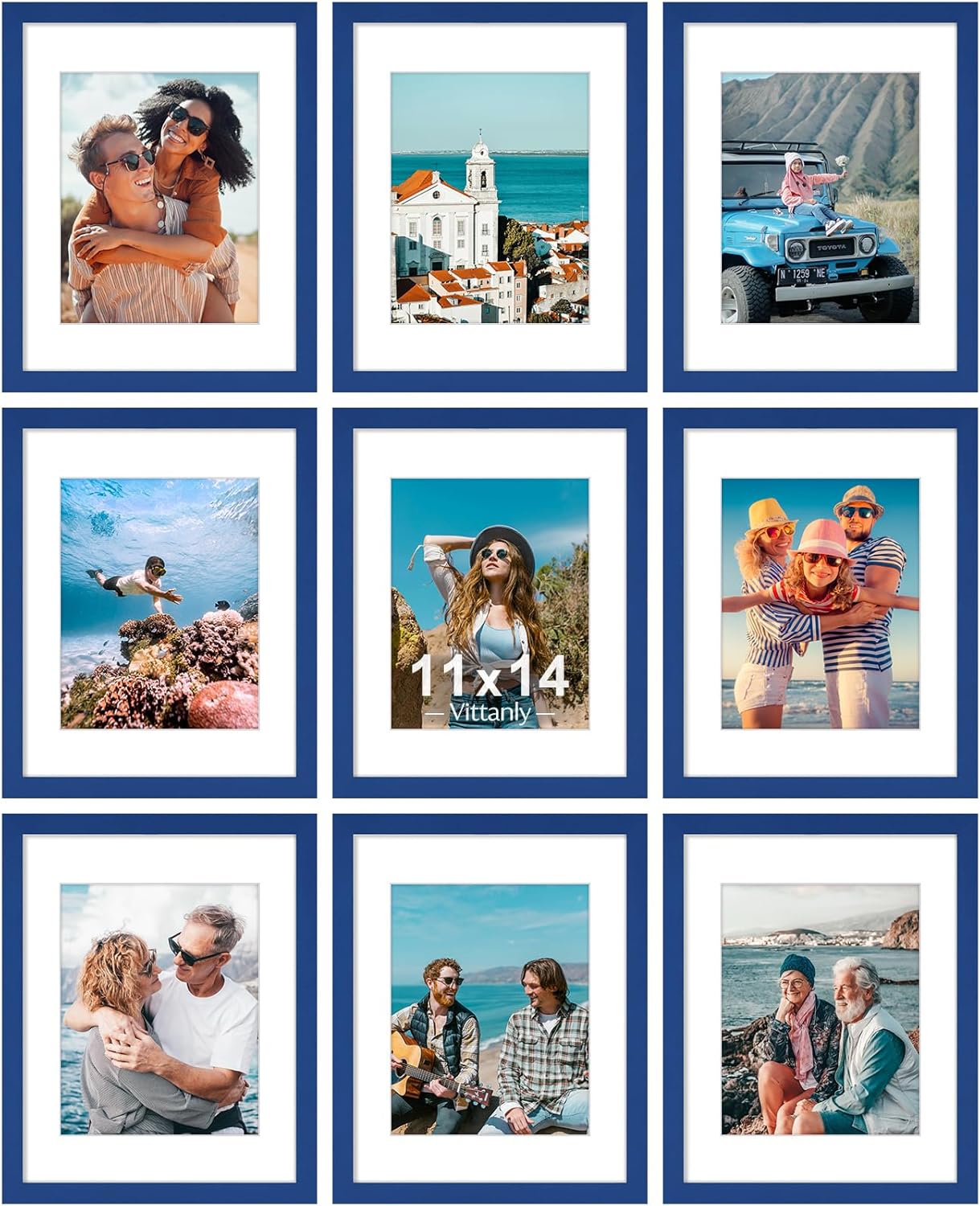 Vittanly 11x14 Picture Frames Set of 9 for Wall or Tabletop