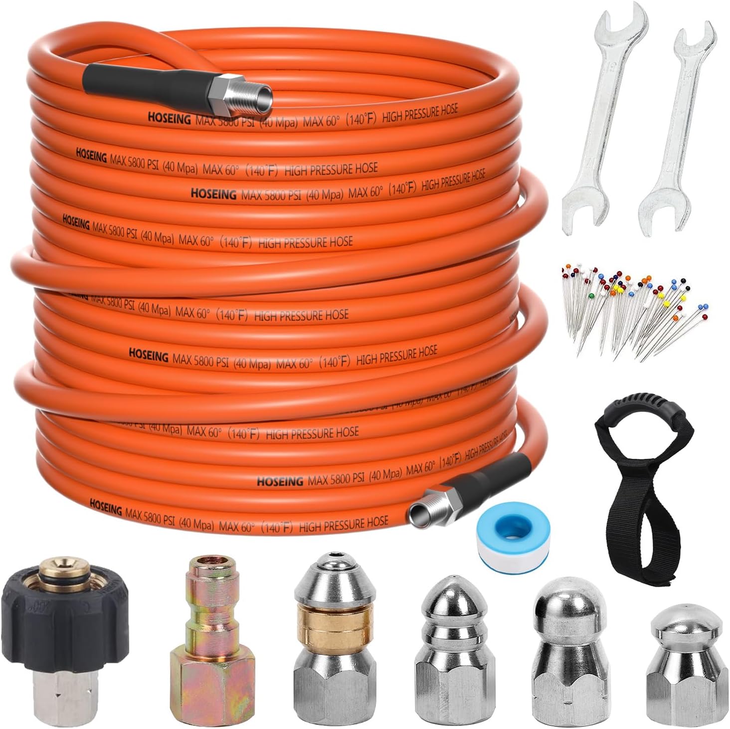 100FT Pressure Washer Sewer Jetter Kit for Ultimate Cleaning
