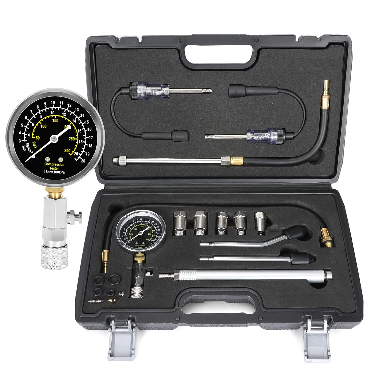 BETOOLL 13pcs Compression Tester for Engine Cylinder Pressure