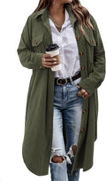 CHICZONE Womens Plaid Shacket Long Corduroy Shirt Trench - Cozy Layer