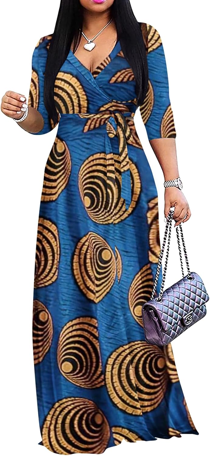 Yajedo Womens Casual Summer Maxi Dress Plus Size V Neck Sundress