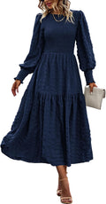 Puff Sleeve Smocked Maxi Dress - Flattering Empire Waist