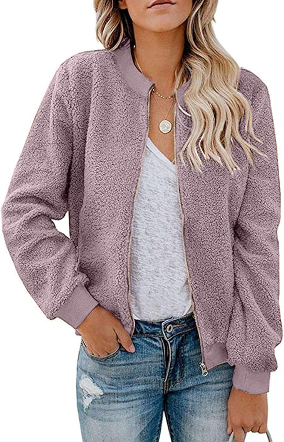 MIROL Women's Sherpa Fleece Jacket for Cozy Fall Style