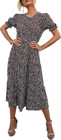 Summer Floral Boho Midi Sun Dress - Flowy Puff Sleeve Sundress TIPS