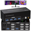 8K Displayport KVM Switch 3 Monitors 2 Computers - Triple Monitor KVM