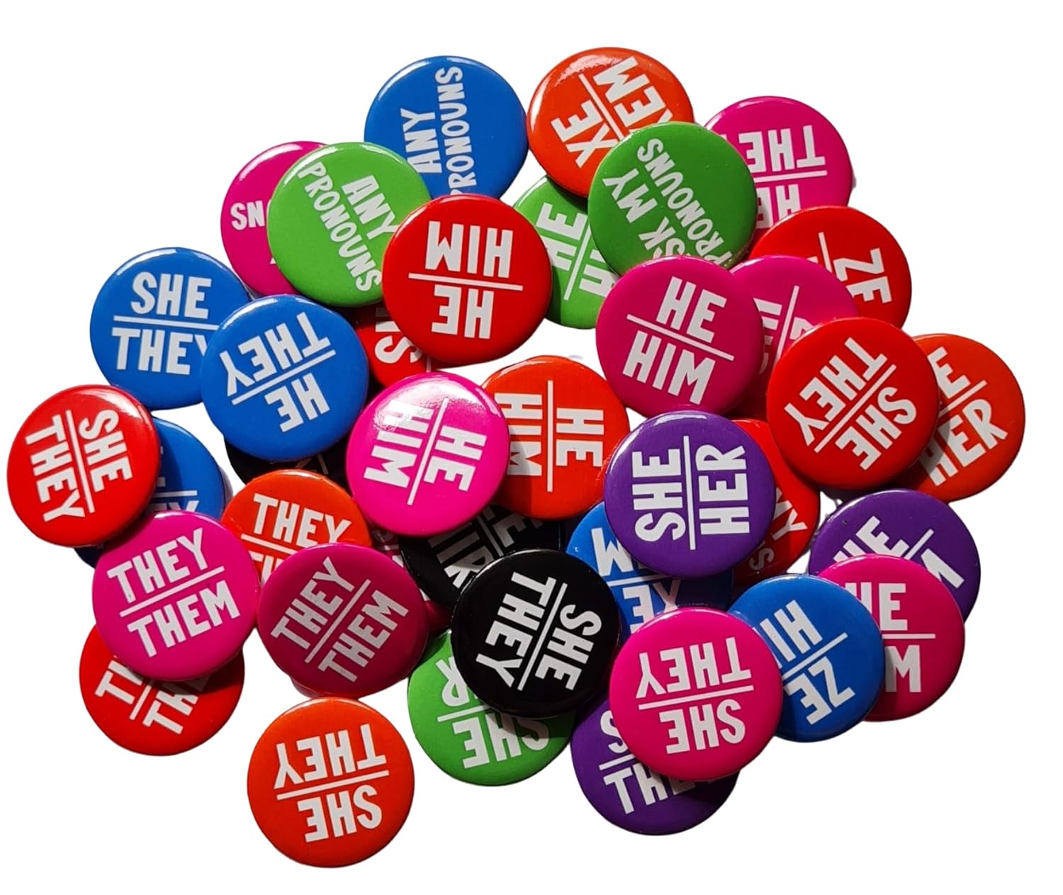 Customisable Mixed Pronoun Pins for Pride - Bulk Pack of 1000