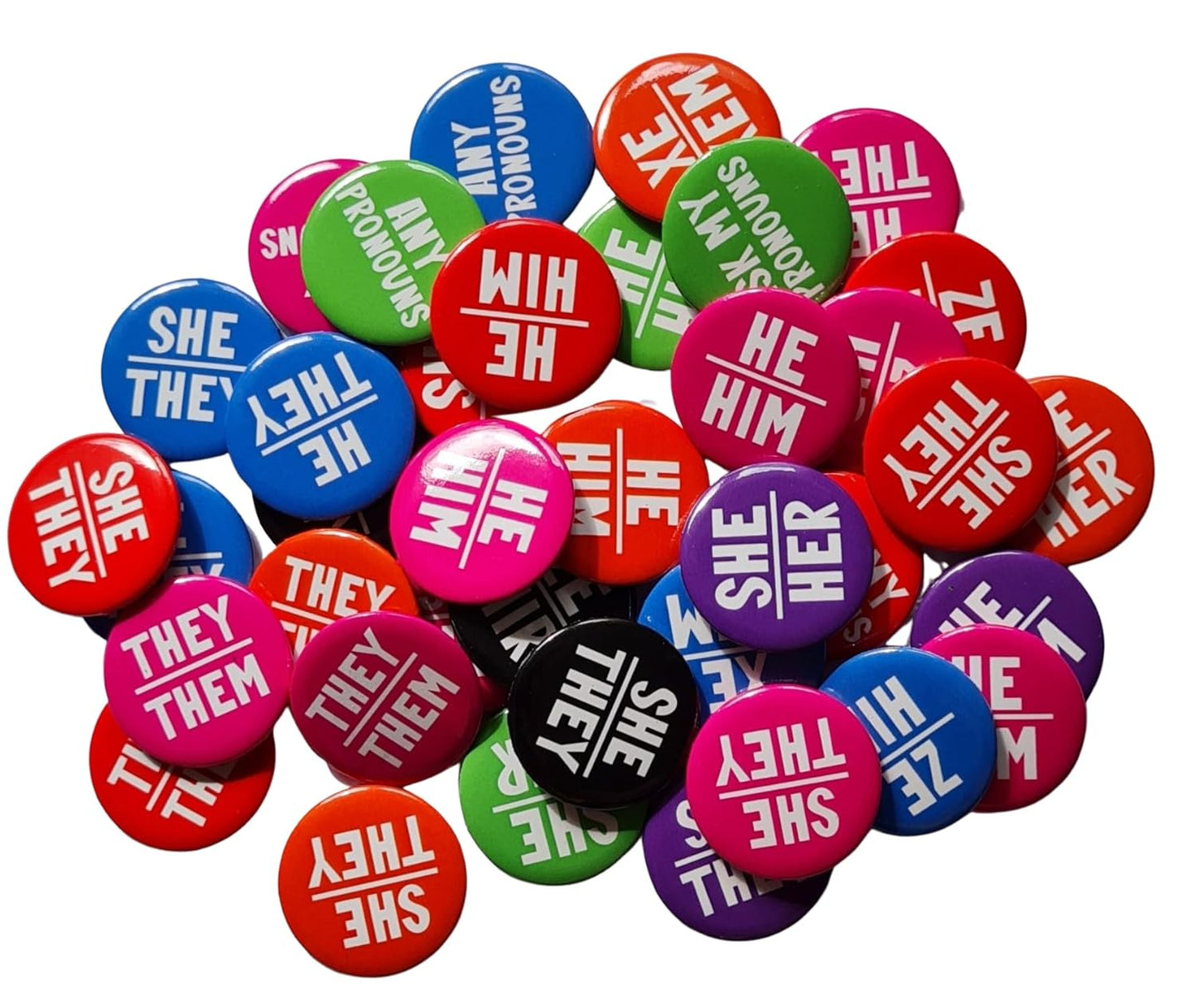 Customisable Mixed Pronoun Pins for Pride - Bulk Pack of 100