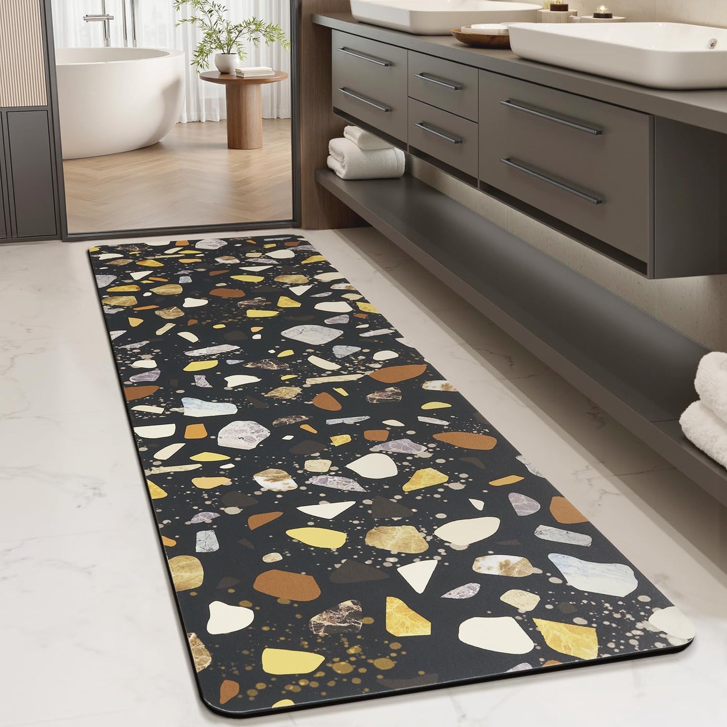 MontVoo Non Slip Thin Bathroom Rug Quick Dry Absorbent Mat