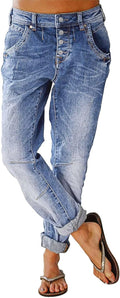Flamingals Stretchy Straight Leg Low Rise Jeans - Casual 90s Look