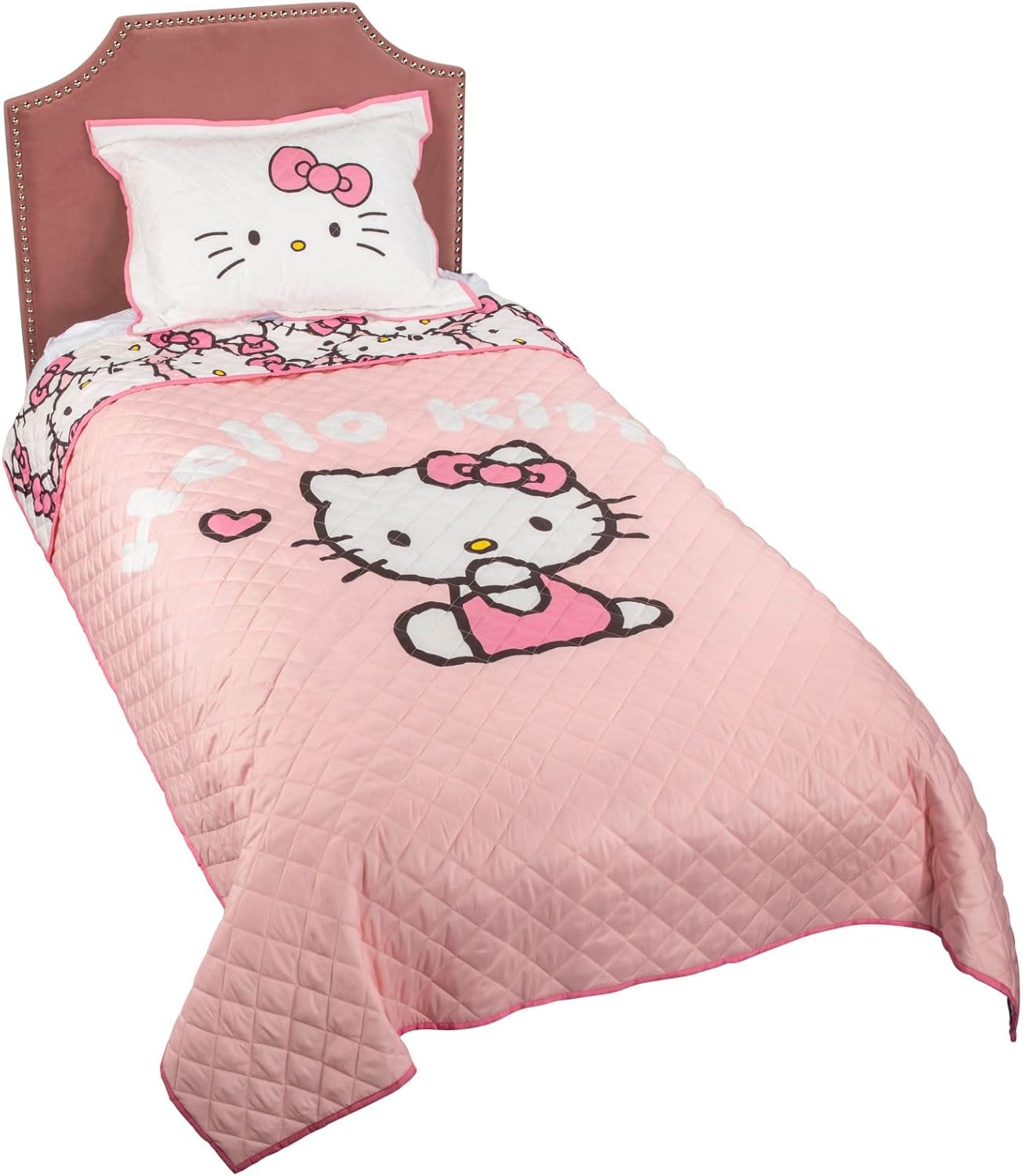 Hello Kitty Pink Stripes & Hearts Twin Quilt & Sham Set Review