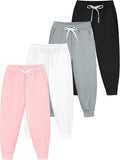 Girls Sweatpants 4-Pack Kids Active Jogger Pants - Cozy Fit
