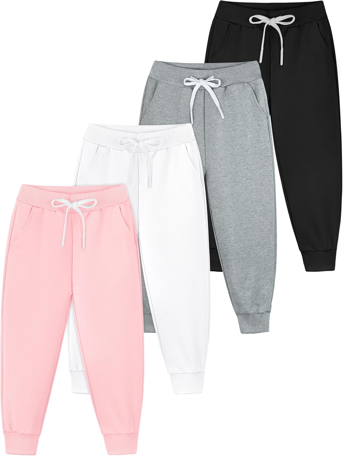 Resinta 4 Pack Girls' Sweatpants for Active Kids and Toddlers