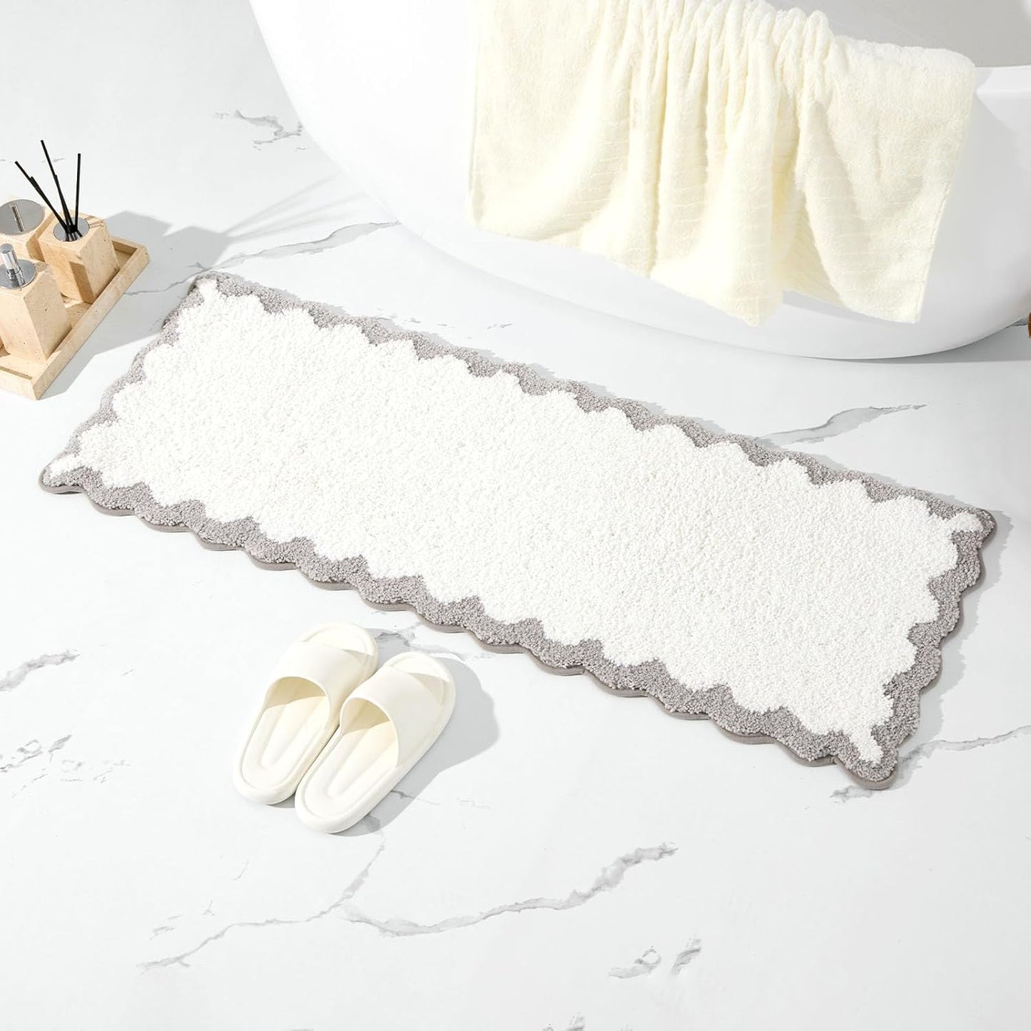 Cute Scalloped Bathroom Rug Runner for Stylish Home Decor