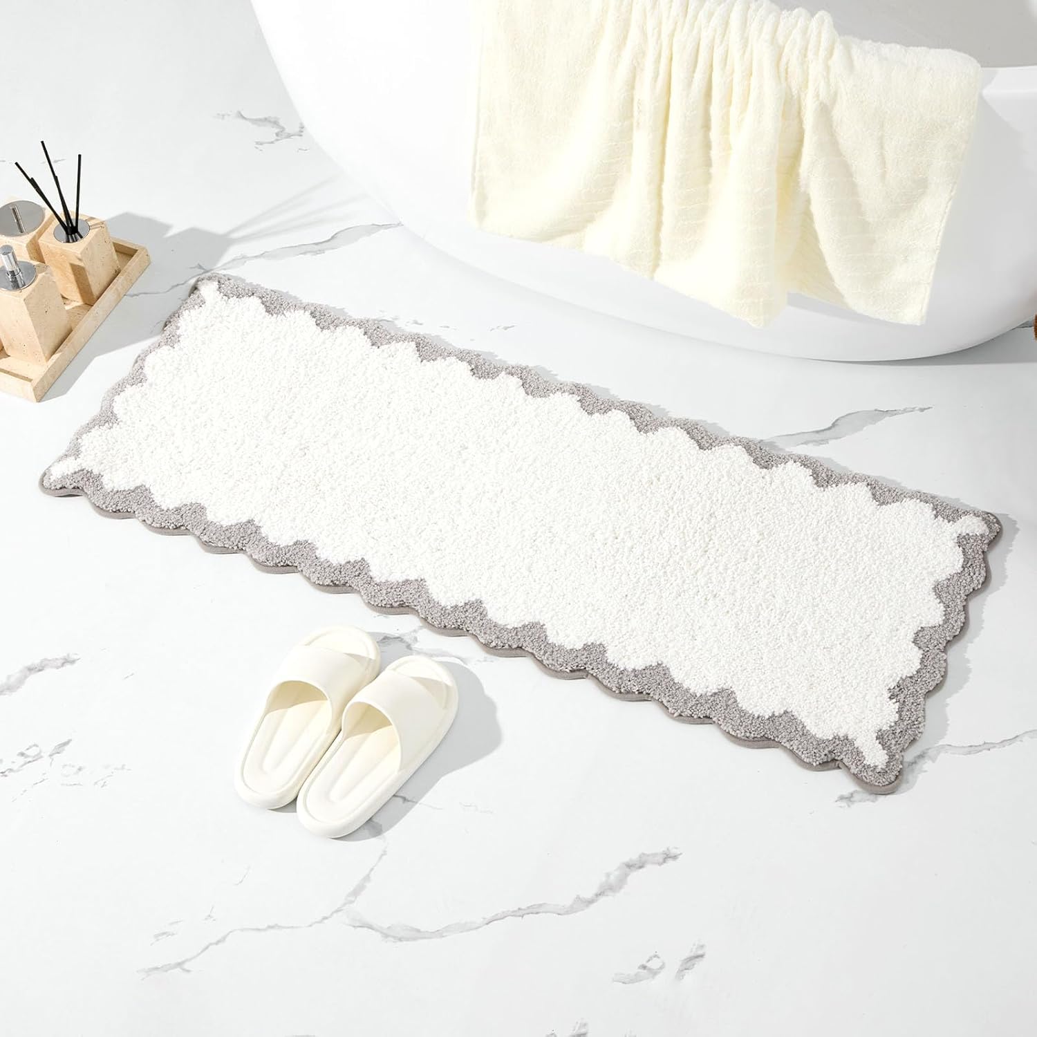 Cute Scalloped Bathroom Rug Runner for Stylish Home Decor