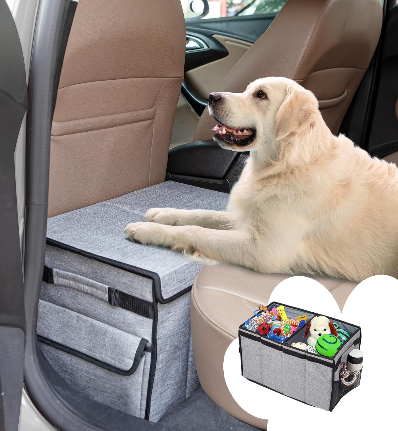 Back Seat Extender for Dogs - Portable Car Organizer for Travel