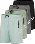 Men's Mesh Zipper Athletic Shorts 4 Pack - 7in Inseam, Secure Pockets