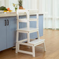 Kitchen Step Stool for Kids with Safety Rail - Solid Wood Toddler