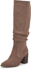 Pointed Toe Mid Chunky Heel Knee High Boots - Lengthening Look formal