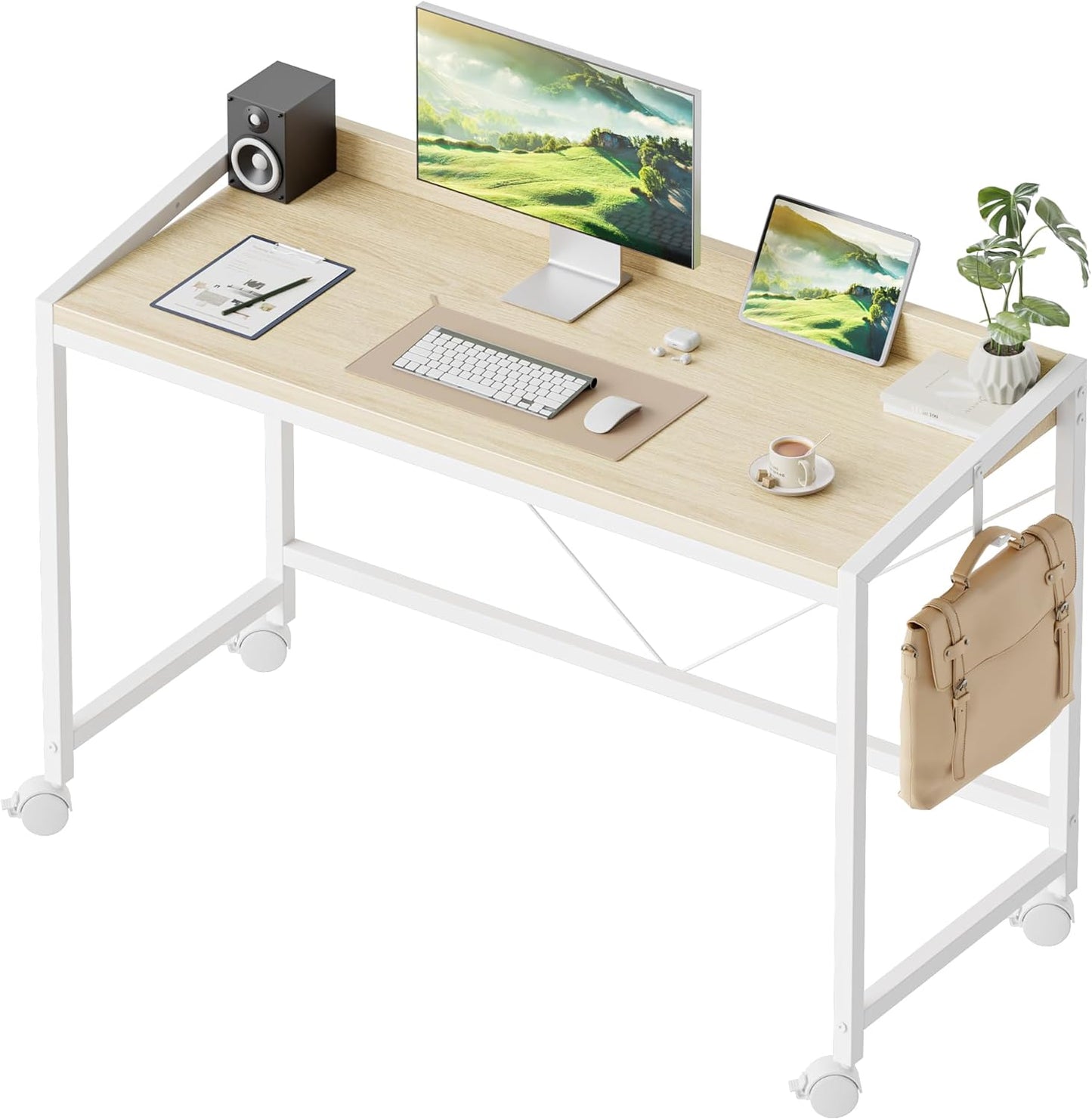 Mericonia Rolling Computer Desk with Wheels for Small Spaces