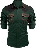 COOFANDY Men's Western Cowboy Embroidered Slim Fit Shirt (Style ZWP3)