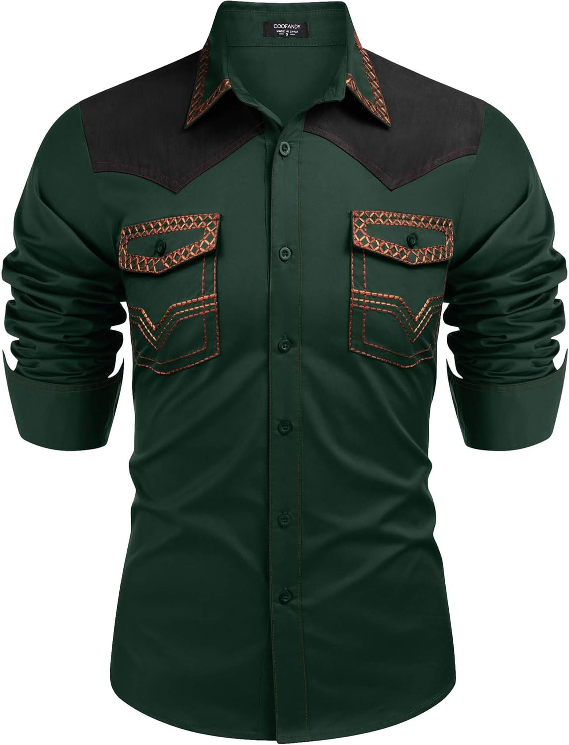 Stylish COOFANDY Men's Western Cowboy Shirt for Casual Wear